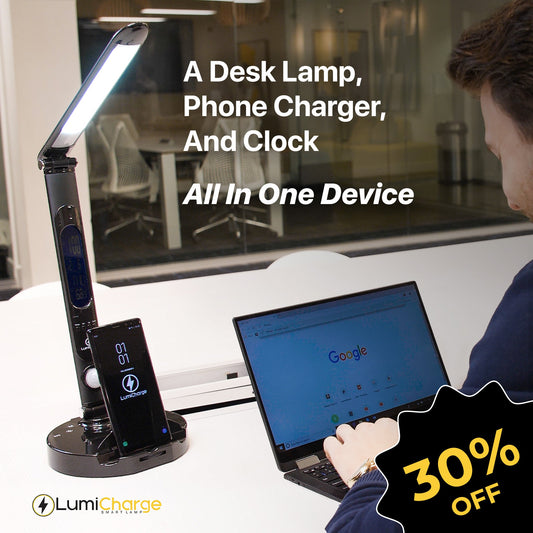 LumiCharge II - 6 in 1 -Premium Desk Lamp with Wireless & Universal Phone Charger